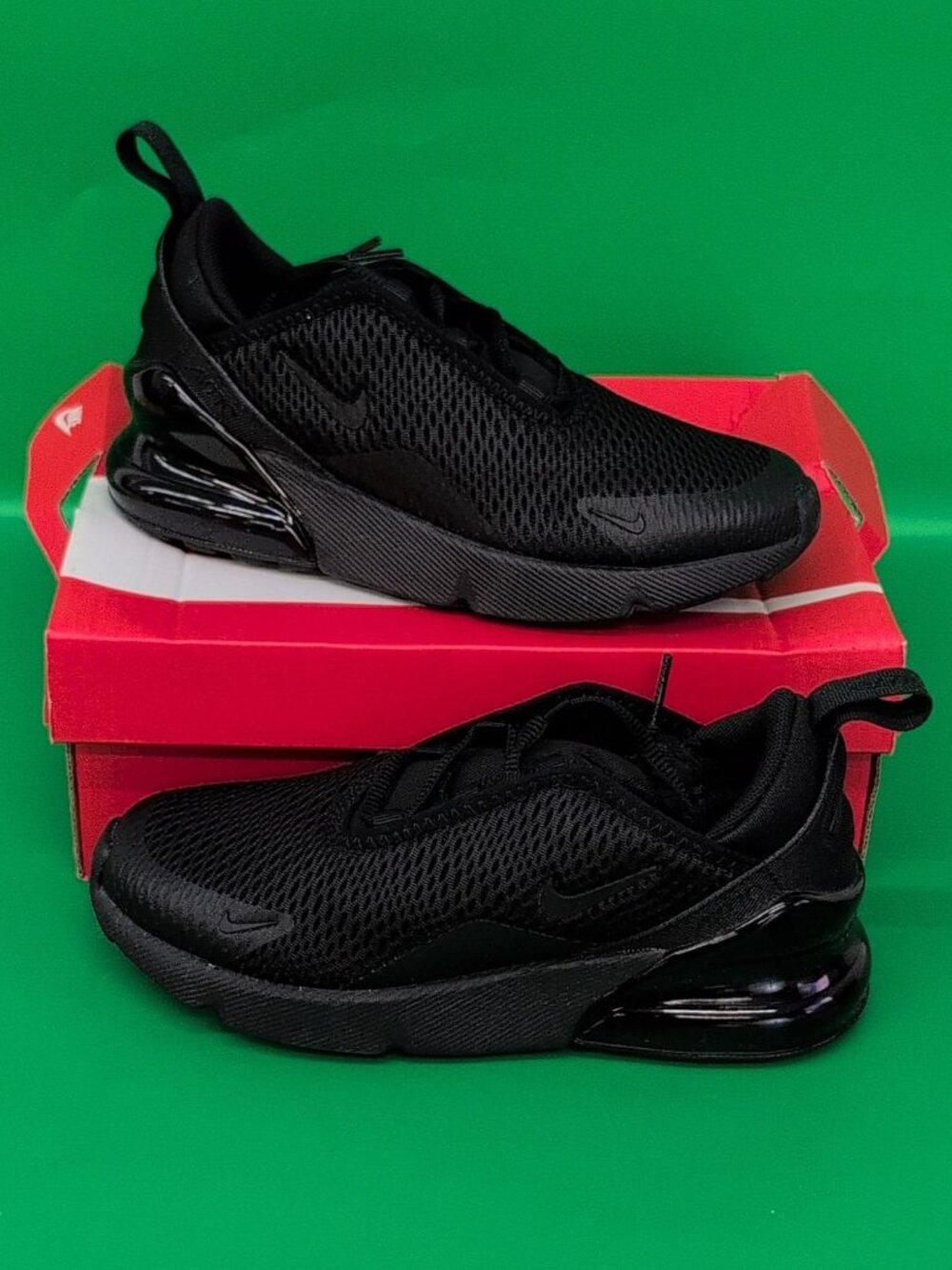 Nike Air Max 270 Sneakers Kid's Preschool Shoes US 1Y Triple Black AO2372-006